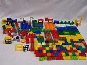 Huge Lego Duplo Lot 235 Pieces Police Post Office Flowers Chairs Bricks