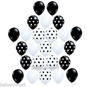 25 Polka Dot Black White Mix 11" Latex Party Balloons Birthday Baby Shower New