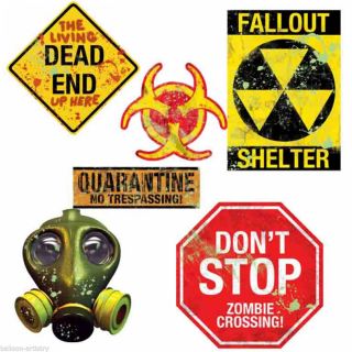 30 Assorted Halloween Zombie Apocalypse Doomsday Party Cutouts Decorations