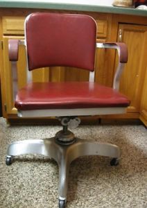 Vtg Emeco Industrie Machine Age Steampunk Goodform Tanker Swivel Red Desk Chair