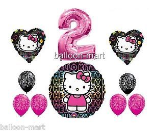 Hello Kitty Set 2nd Birthday Pink Damask Balloons Decorations 2 Two Party Supply