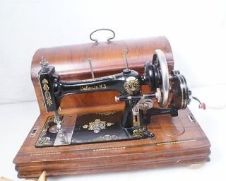 Antique German w J Harris Defiance 3 Hand Crank Sewing Machine Singer Style Vs