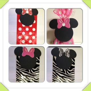 10 Minnie Mouse Treat Bags Pink Red Polka Dot and Zebra Loot Bags Party Supply