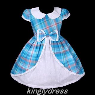 New Girl's Spring Summer Toddle Kid Flower Holiday Dress Wear Blue SZ 9 12M V929