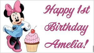 Custom Vinyl Minnie Mouse Birthday Party Banner Decorations with Child's Name