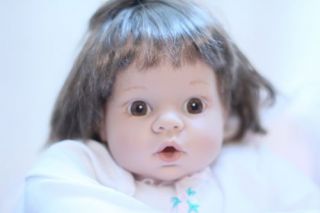 Lee Middleton by Reva 16" Brunette Baby Girl Doll in Pink Blanket 2000