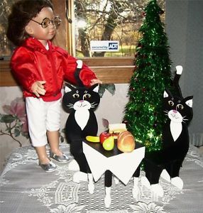 American Girl 18" Doll Sz Wood Cat Animal Chair Set Lot Kit Molly Josephina