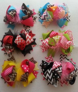 One Ott Boutique Marabou Girl Hair Bow Birthday Easter All Occasions 6 Colors