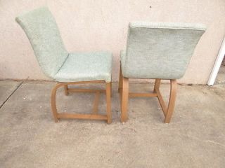 Pair Gilbert Rohde Heywood Wakefield Art Deco Bent Wood Side Chairs Wheat B