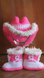 Newborn Baby Crochet Cowboy Cowgirl Hat Boots Photo Prop