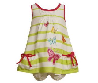 Bonnie Jean Girls Butterfly Screen Printed Knit Spring Summer Dress 12M 18M 24M