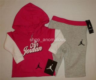 Nike Air Jordan Baby Girls Hoodie Shirt Pants Outfit Set Clothes Sz 3 6M