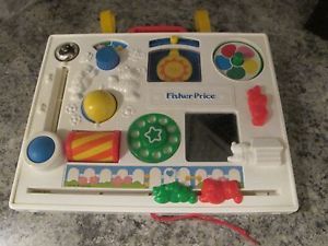 Vintage 1988 Fisher Price Activity Center Busy Baby Crib Toy Straps Infant Play