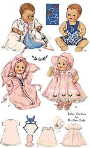 Vintage Baby Doll Clothes Pattern 513 11" or 13" Bunting Sun Suit Kimono