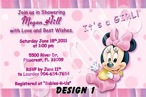 Baby Shower Baby Minnie Mouse Pink Custom Photo Invitations Fast More Designs