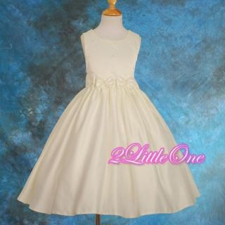 Ivory Satin Wedding Flower Girl Dress Pageant Communion Formal Size 4 5 082