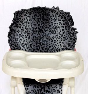 Stylish Gray Leopard Baby High Chair Cover Fits Most High Chairs New Soft