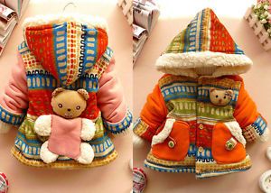 Baby Girls 3D Bear Winter Warm Jacket Clothing Kid Snowsuit Coat Outwear Clothes