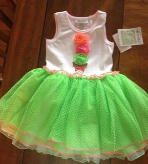 New Bonnie Jean Toddler Girl Lime Green Birthday Tutu Dress 3T