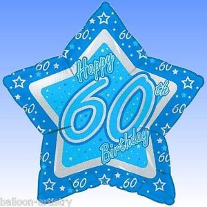 18" Happy 60th Birthday Blue Star Shaped Foil Balloon