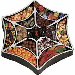 Halloween Spider Web Spiderweb Candy Bowl Tray Holder Party Supply Plastic