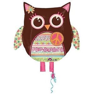 Hippie Chick Peace Sign Owl 22" Mylar Foil Balloon 60's Retro Birthday Party