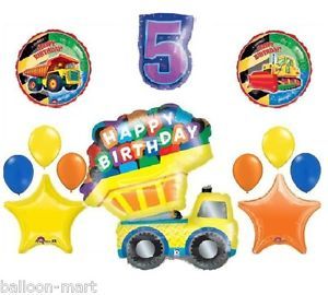5th Birthday Dump Truck Balloons Tractor Party Supplies Decorations Fifth Boys