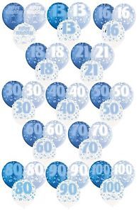 Blue Glitz Pack of 6 x 12" Pearlised Latex Balloons Birthday Party Boy