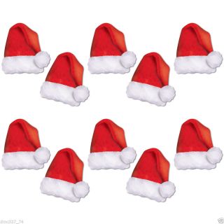 10 Christmas Holiday Party Decorations Paper Die Cut Santa Hat Cutouts 5"