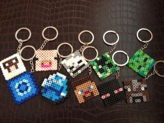 Minecraft Inspied Perler Beads Keyrings Keychains Birthday Party Favor Set