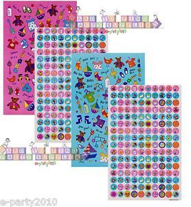 4 Sheets 396 Baby Boy Girl Shower Stickers Birthday Party Supplies Favor