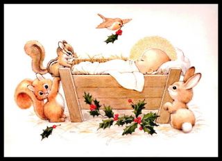 Ruth Morehead Bird Chipmunk Rabbit Squirrel Christmas Greeting Card 136