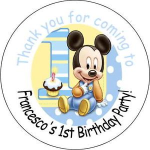 Baby Mickey Mouse Personalized Favor Stickers Personalized Birthday Party