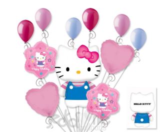 11 PC Lot Summer Time Hello Kitty Balloon Bouquet Decoration Birthday Girl Party