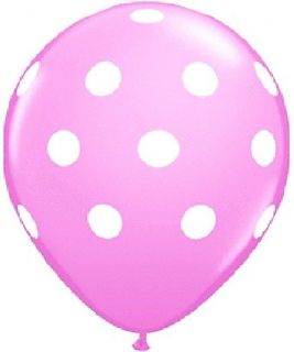 Polka Dots Pastel Baby Pink White 6 Dotted Shower Party Latex Helium Balloons