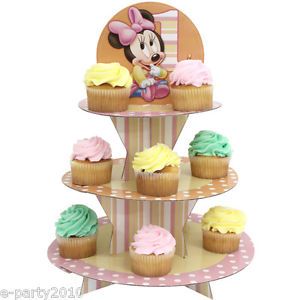 Baby Minnie Mouse 1st Birthday Tiered Cupcake Holder Centerpiece Party Supplies
