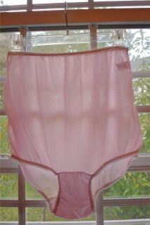 Vintage Nylon Baby Pink Panties Hi Waist Briefs Tricot Sz 9 Super Sheer