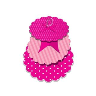 Perfectly Pink Party 3 Tier Polka Dot Stripes Cupcake Stand