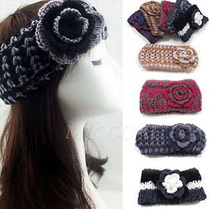 Winter Headband Hairband Warmer Knitted Muffs Ear Flower Band Head Wrap Crochet