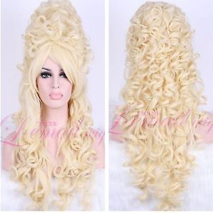 Baroque Beige Party Wig Marie Antoinette Costume Long Wave Cosplay Wig ZY34A