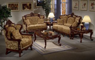 Formal Luxury Sofa Loveseat Chair Table 4 Piece Set Traditional Style HD 839
