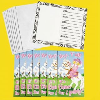 8 Western Cowgirl Invitations Pink Girls Birthday Party Envelopes