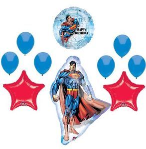 10pc Superman Balloons Set Birthday Party Supplies Decorations Movie Super Hero