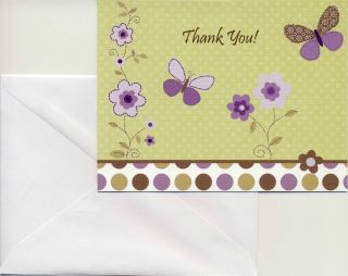 24 Printed Carters Garden Party Baby Shower Folded Thank You Cards Blank Inside