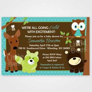 Woodland Forest Animal Friends Printable Baby Shower or Birthday Invitations