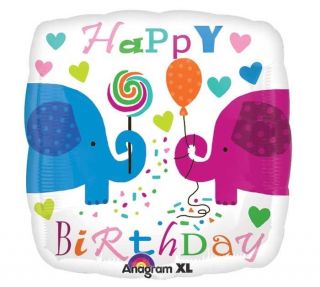 Elephants Lollipops Birthday 18" Party Mylar Foil Balloon