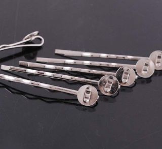 20pcs Silver Metal Bobby Hair Pin Clips with Pad 8mm Baby DIY Crafts JOC02