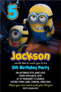 10 x Despicable Me Personalised Party Invitations
