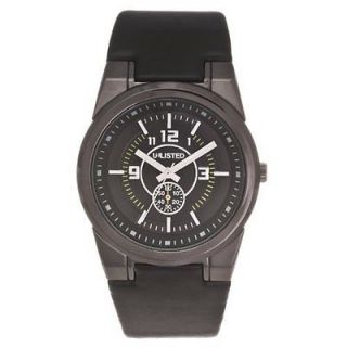 Unlisted by Kenneth Cole Men's Black Leather Strap Watch UL1094
