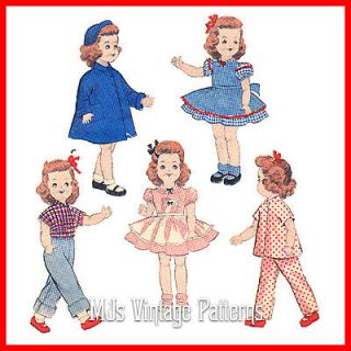 Vtg Doll Dress Coat Hat Pattern 20" 21" 22" Toni Miss Revlon Cissy Sweet Sue